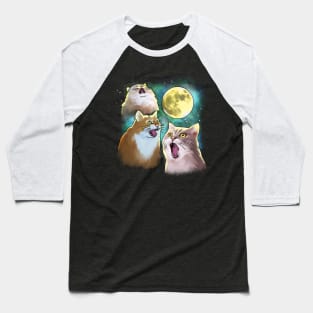 Three Cat Moon 3 Wolf Moon Funny Parody Baseball T-Shirt